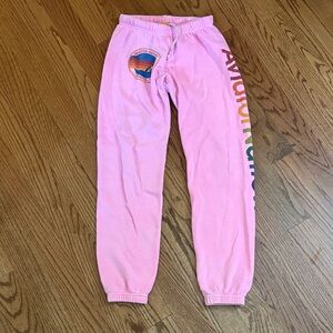 Pink aviator nation sweatpants